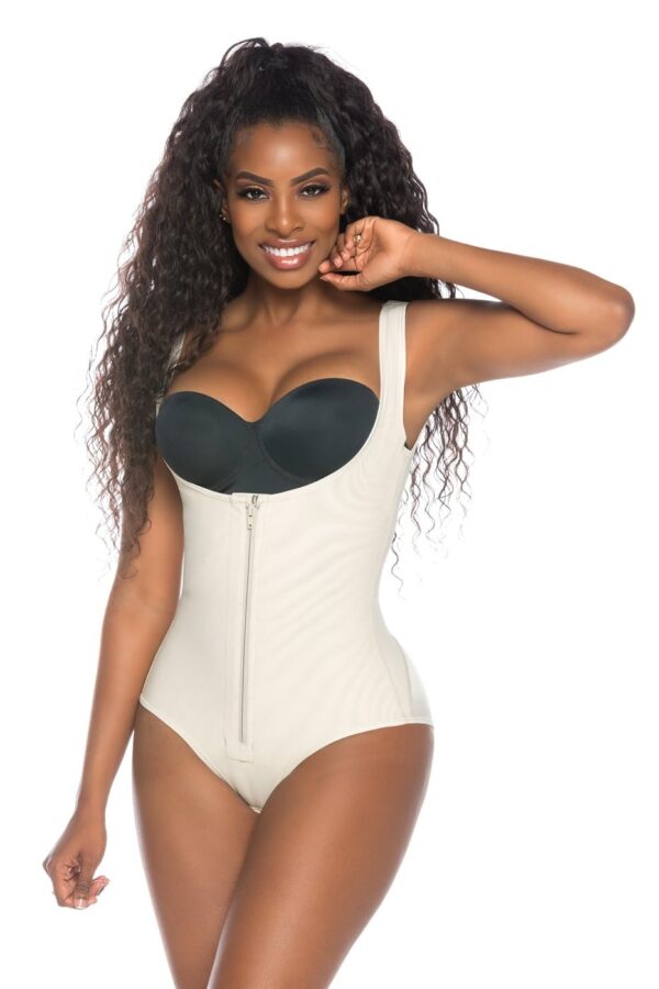 Body shaper with armhole sleeves and pantyhose-beige-silene-fajas